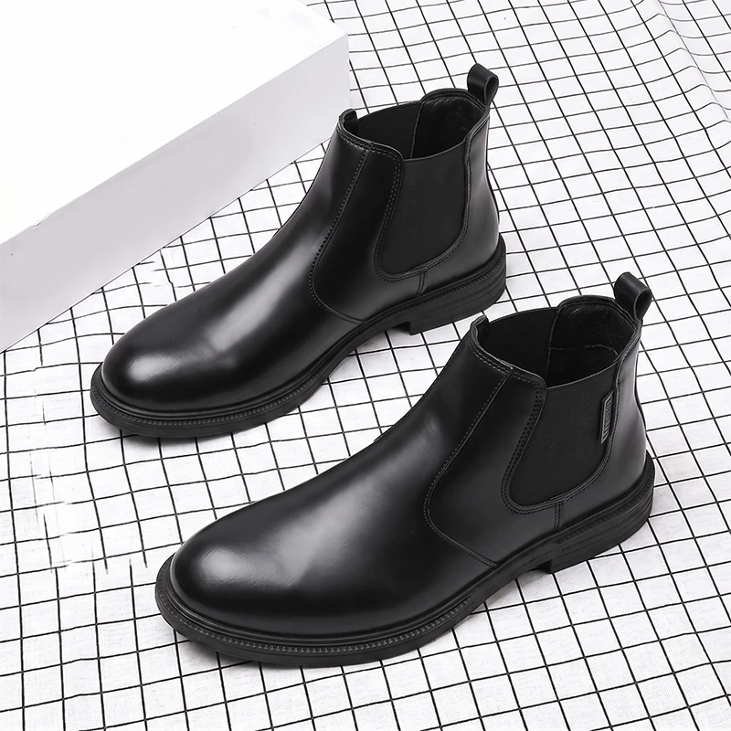 Men Formal Wear With Boots - Stivaletti Chelsea in pelle da uomo,